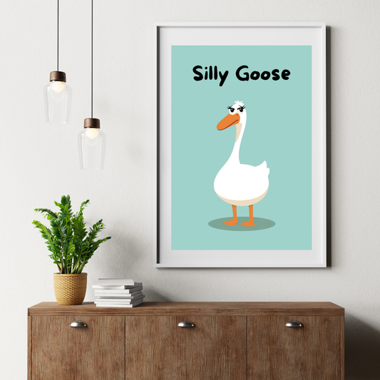 Silly Goose Wall Art - Trendy Funny Goose Digital Download Artwork For Home Decor