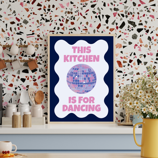 This Kitchen Is For Dancing Wall Art | Funny Kitchen Quote Print | Aesthetic Home Decor